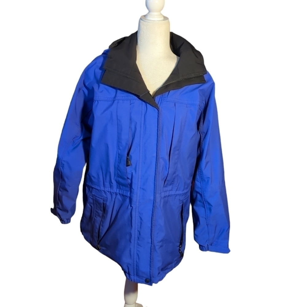 Eddie Bauer Blue/Purple hooded gore-tex zip front long Warm Winter jacket sz M - Picture 11 of 13
